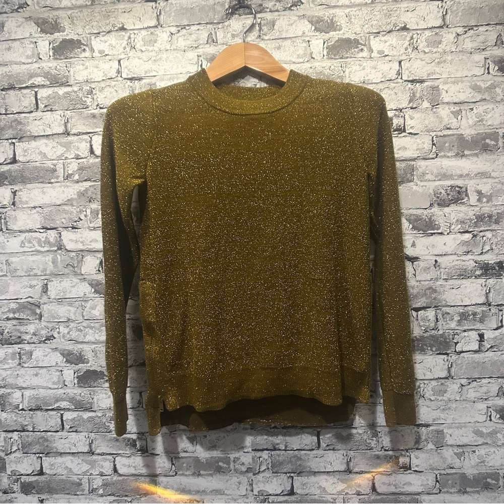 EUC H&M Gold Sparkle Crew Neck Sweater Size S